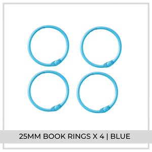 25mm Book Rings x 4 | Blue
