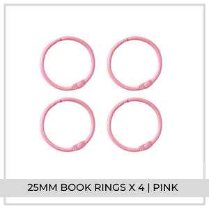 25mm Book Rings x 4 | Pink