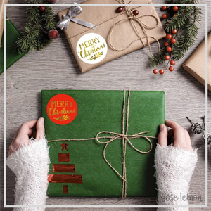 100 Navy Merry Christmas 1.5" (38mm) Stickers/Seals