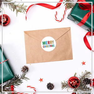 100 Festive Merry Christmas 1.5" (38mm) Stickers/Seals