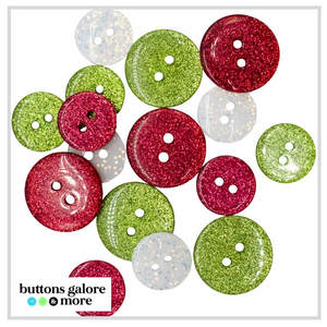 Christmas Buttons x 16 | Santa's Sparkle (Buttons Galore & More)