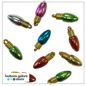 Christmas Buttons x 10 | Holiday Bulbs (Buttons Galore & More)
