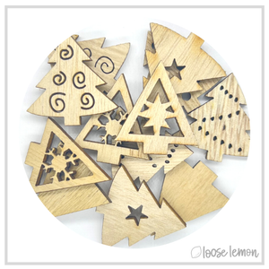 Christmas Wooden Shapes | Trees X 12 Pieces