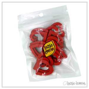 Red Wooden Hearts (15 Pieces)