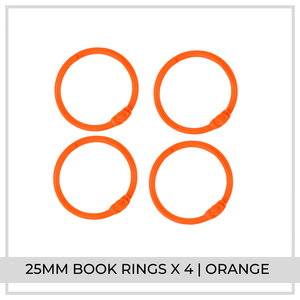25mm Book Rings x 4 | Orange