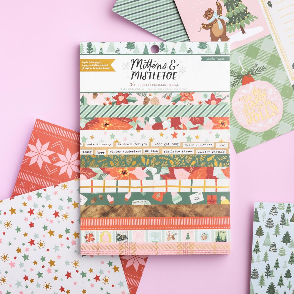 Crate Paper |  Mittens & Mistletoe 6" x 8" Paper Pad (36 Pages)
