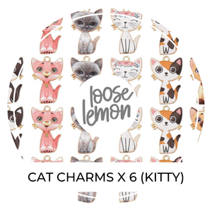 Cat Enamel Charms x 6 | (Kitty)