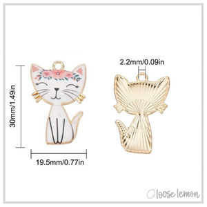 Cat Enamel Charms x 6 | (Kitty)