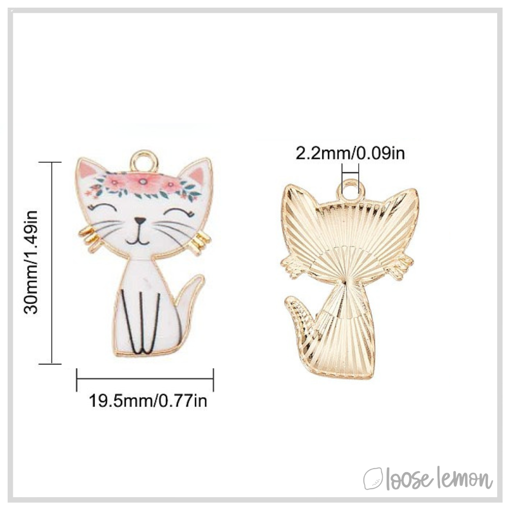 Cat Enamel Charms x 6 | (Mosaic)