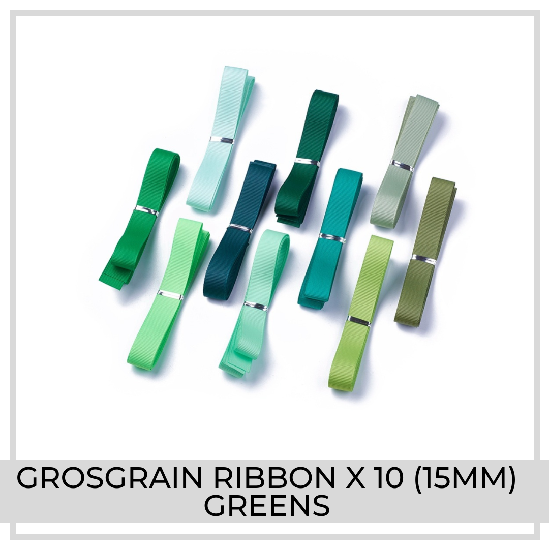 Grosgrain Ribbon x 10m (Greens)