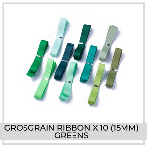 Grosgrain Ribbon x 10m (Greens)