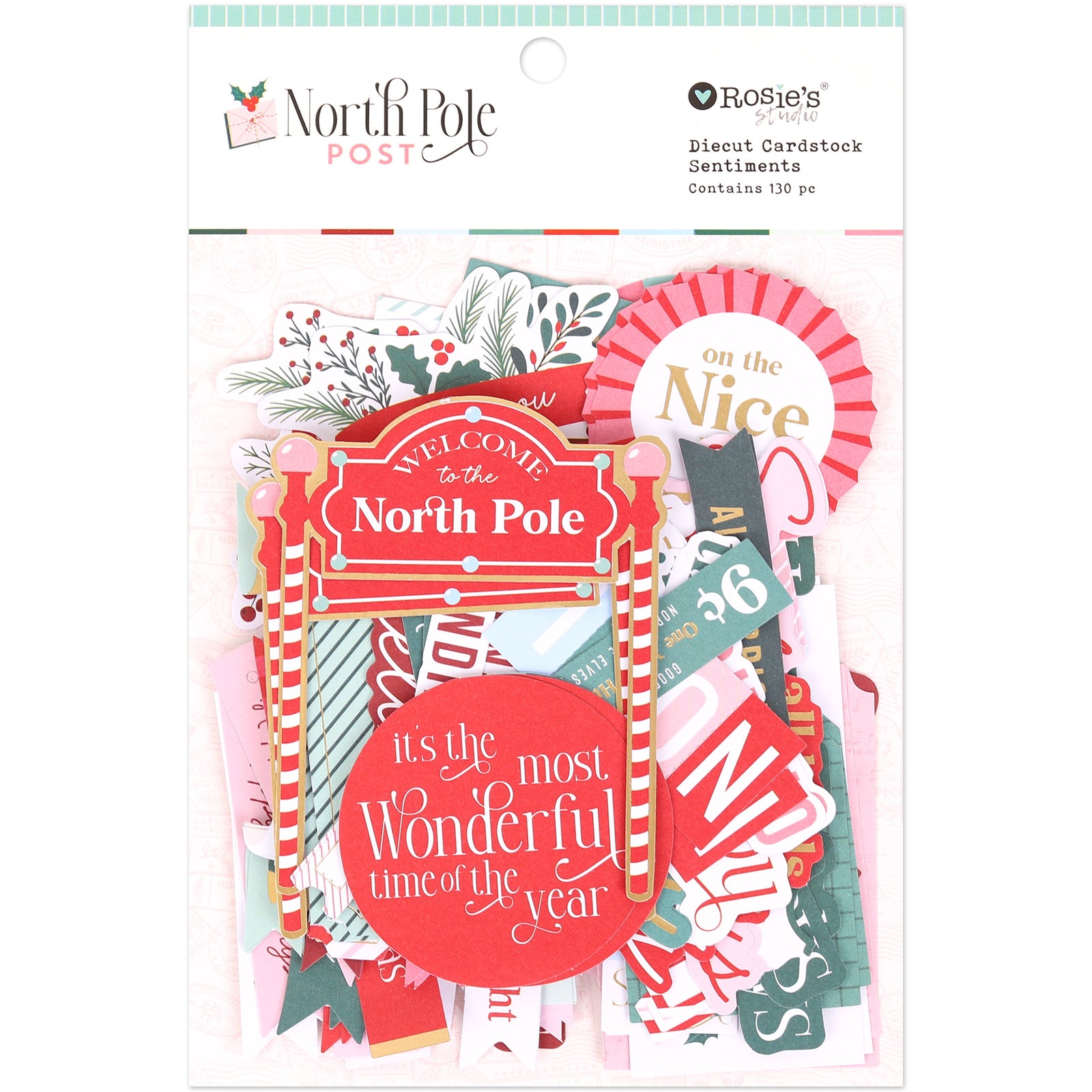 North Pole Post | Diecut Cardstock Sentiments (130 pcs)