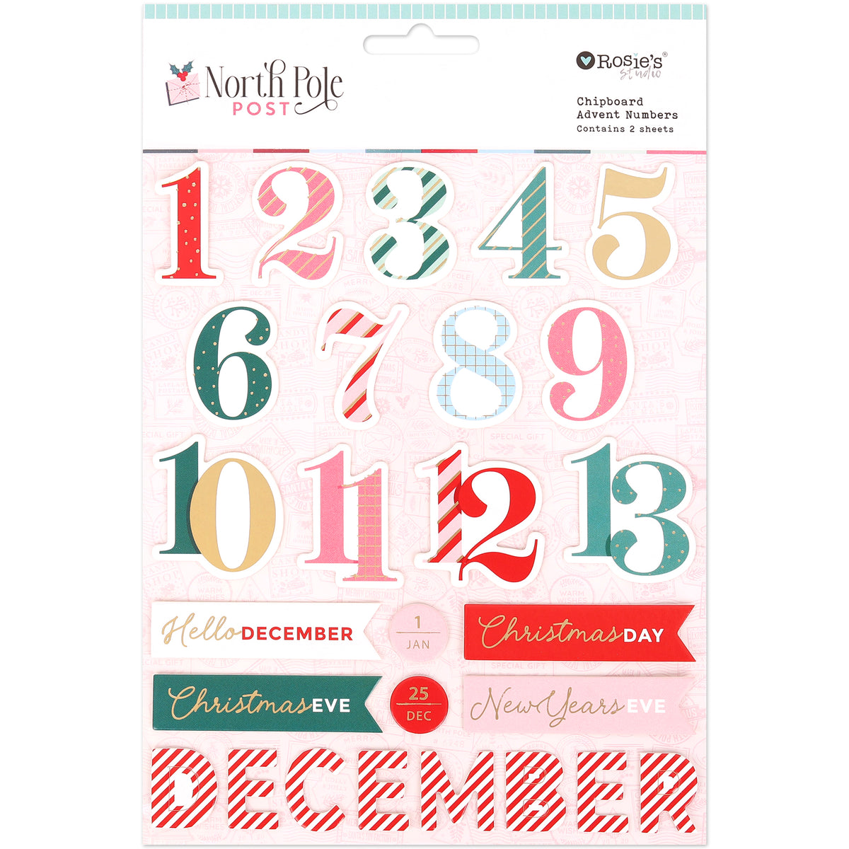 North Pole Post | Chipboard Advent Numbers (2 Sheets)