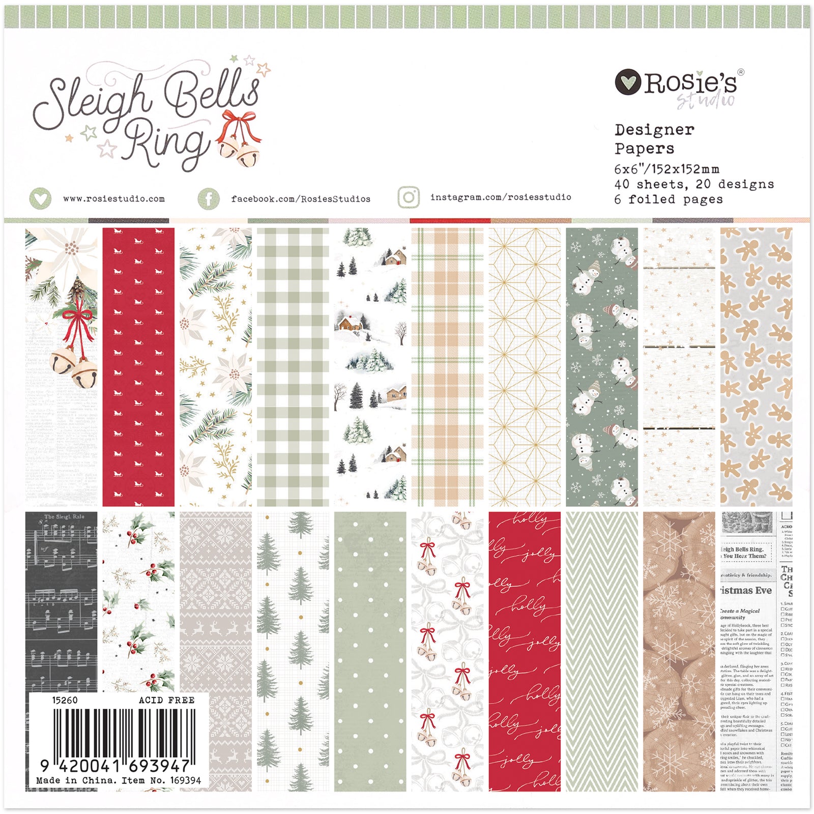 Sleigh Bells Ring | 6" X 6" Paper Pad (40 Sheets)