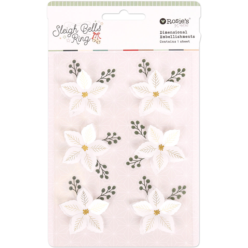 Sleigh Bells Ring | Dimensional Gold Poinsettias