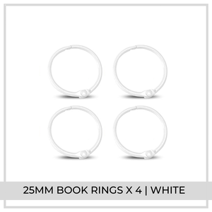 25mm Book Rings x 4 | White