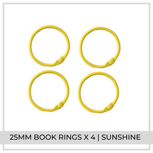 25mm Book Rings x 4 | Sunshine