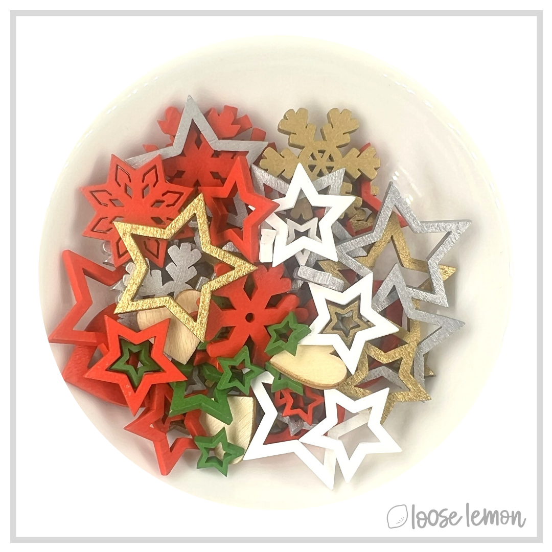 CLEARANCE CHRISTMAS |  WOODEN SHAPES (9G)
