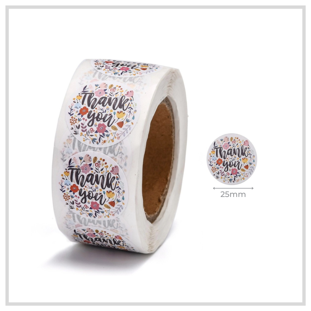 500  Thank You Bouquet 1" Stickers/Seals