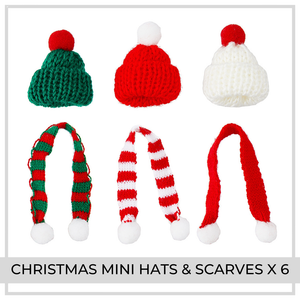 CHRISTMAS MINI HATS & SCARVES X 6