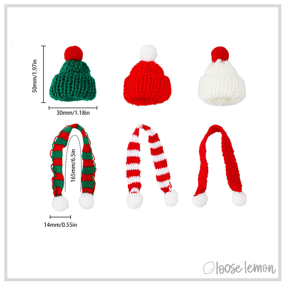 CHRISTMAS MINI HATS & SCARVES X 6