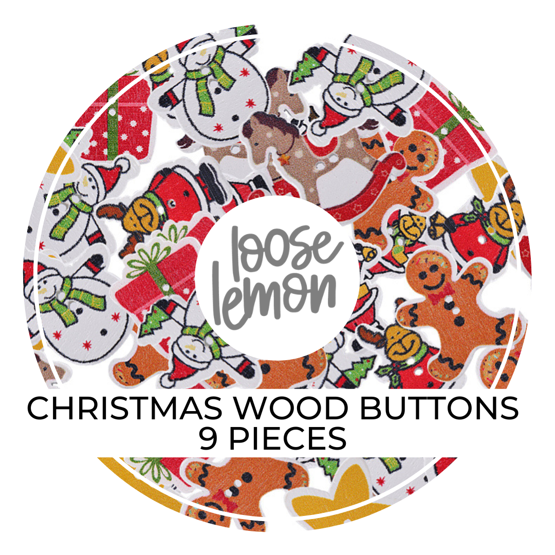 Wood Christmas Buttons x 9 | Christmas Mix