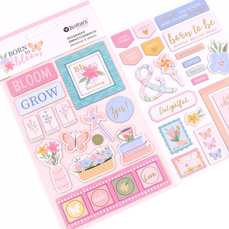 Born To Bloom | Chipboard Embellishments (2 Sheets)