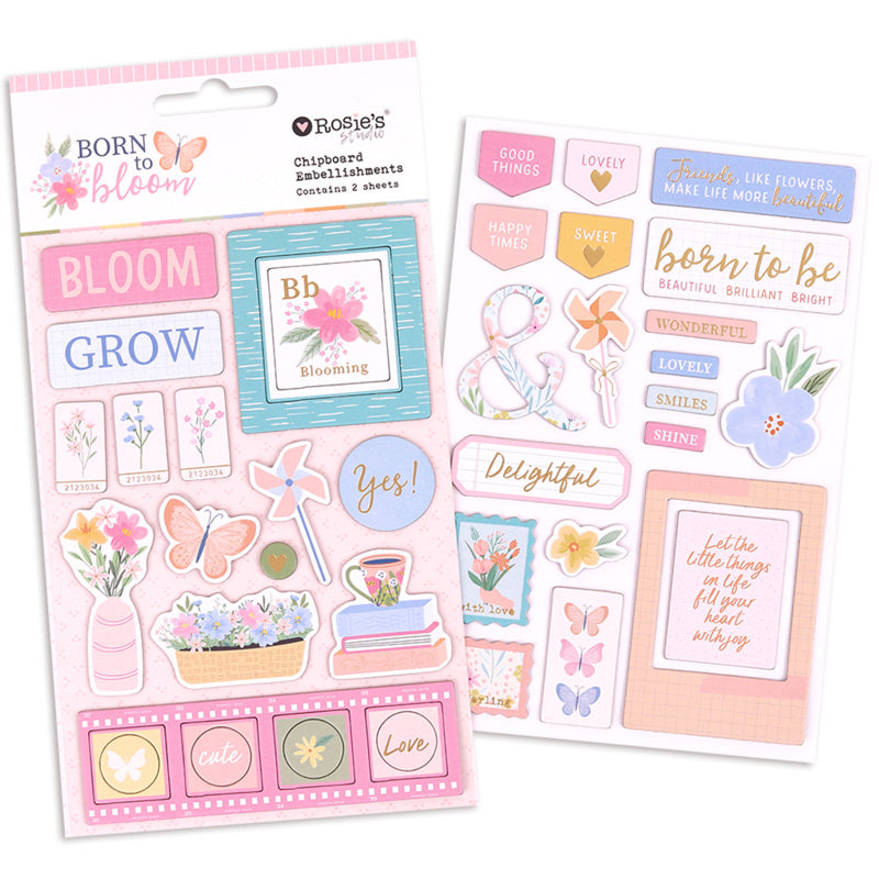 Born To Bloom | Chipboard Embellishments (2 Sheets)