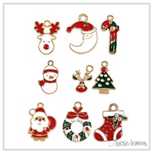 Christmas Enamel Charms x 10 | (SET E)