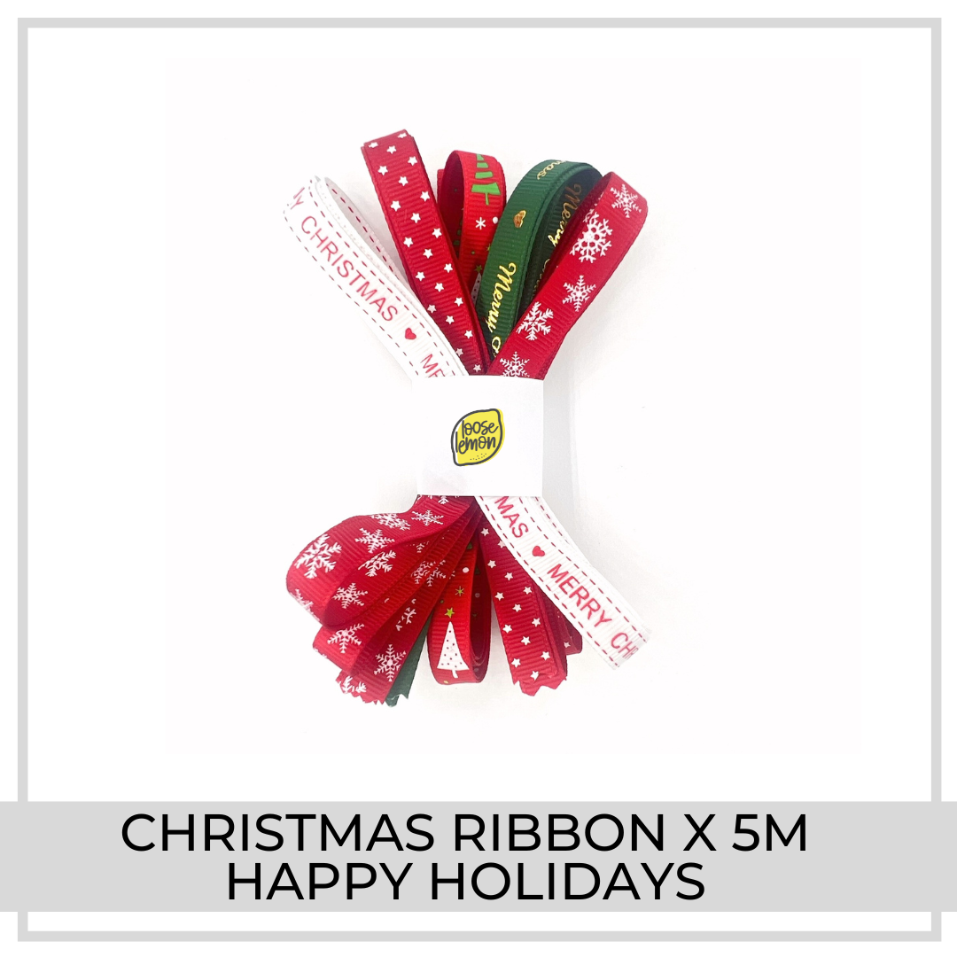 Christmas Ribbon x 5m (Happy Holidays)
