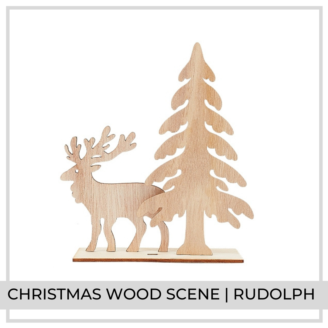 Christmas Wood Scene (Rudolph)