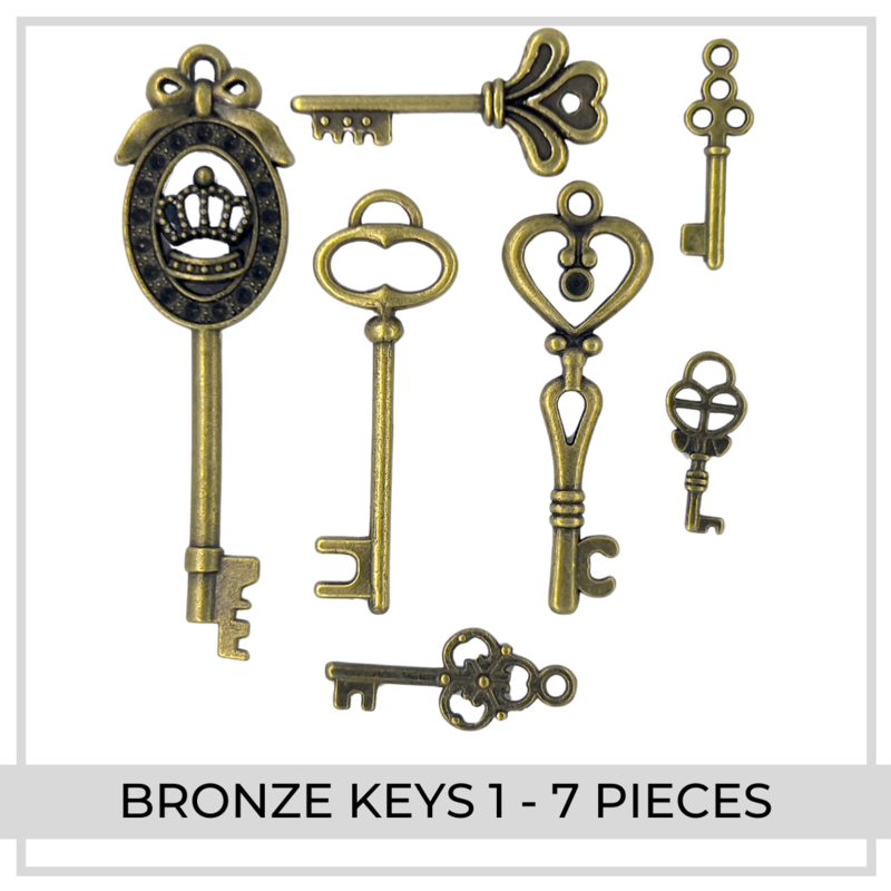 Bronze Key Charms x 7 (Set 1)
