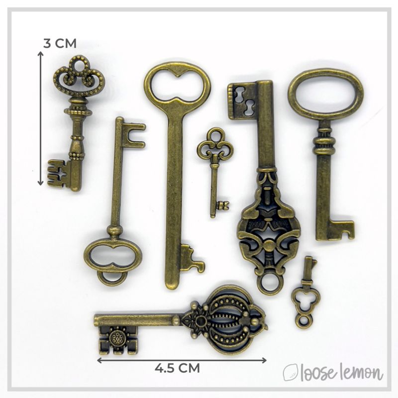 Bronze Key Charms x 8 (Set 2)