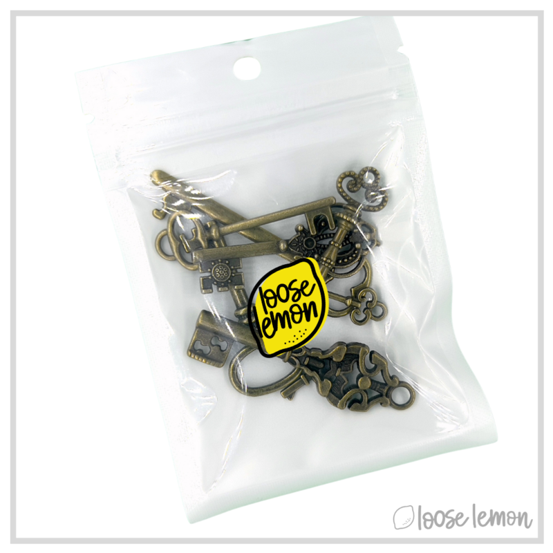 Bronze Key Charms x 8 (Set 2)