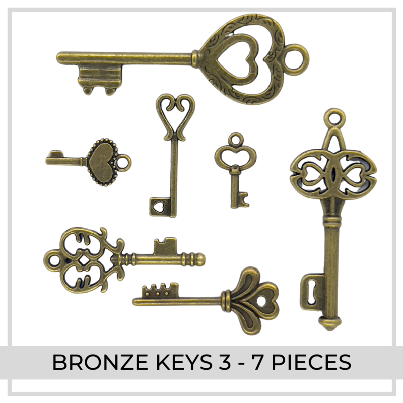 Bronze Key Charms x 7 (Set 3)