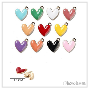 Enamel Heart Charms x 11