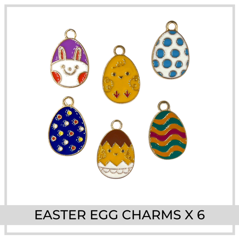 Easter Egg Enamel Charms x 6
