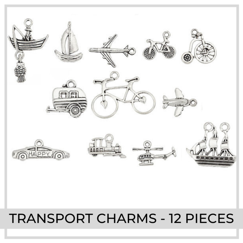 Silver Transport Charms x 12