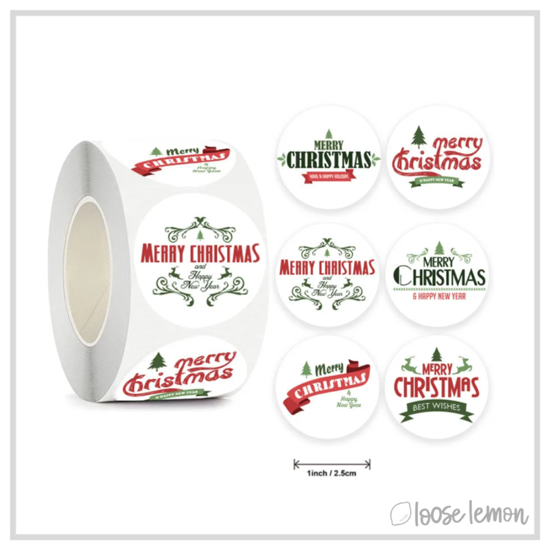 100 Traditional Merry Christmas 1" Stickers/Seals