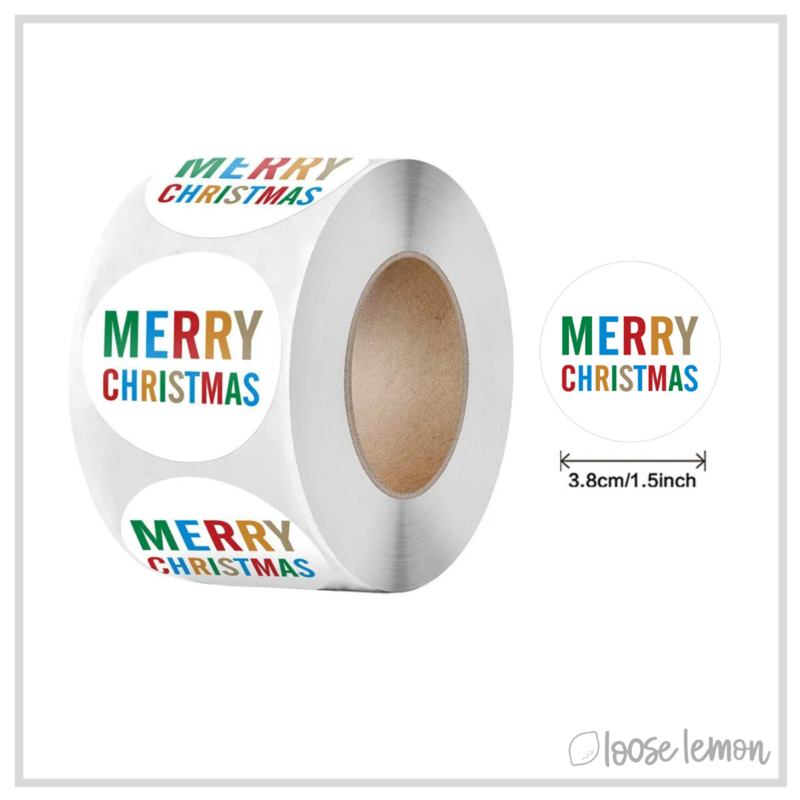 100 Bright Merry Christmas 1.5" (38mm) Stickers/Seals