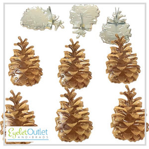 Christmas Pinecone Brads x 12 | Eyelet Outlet