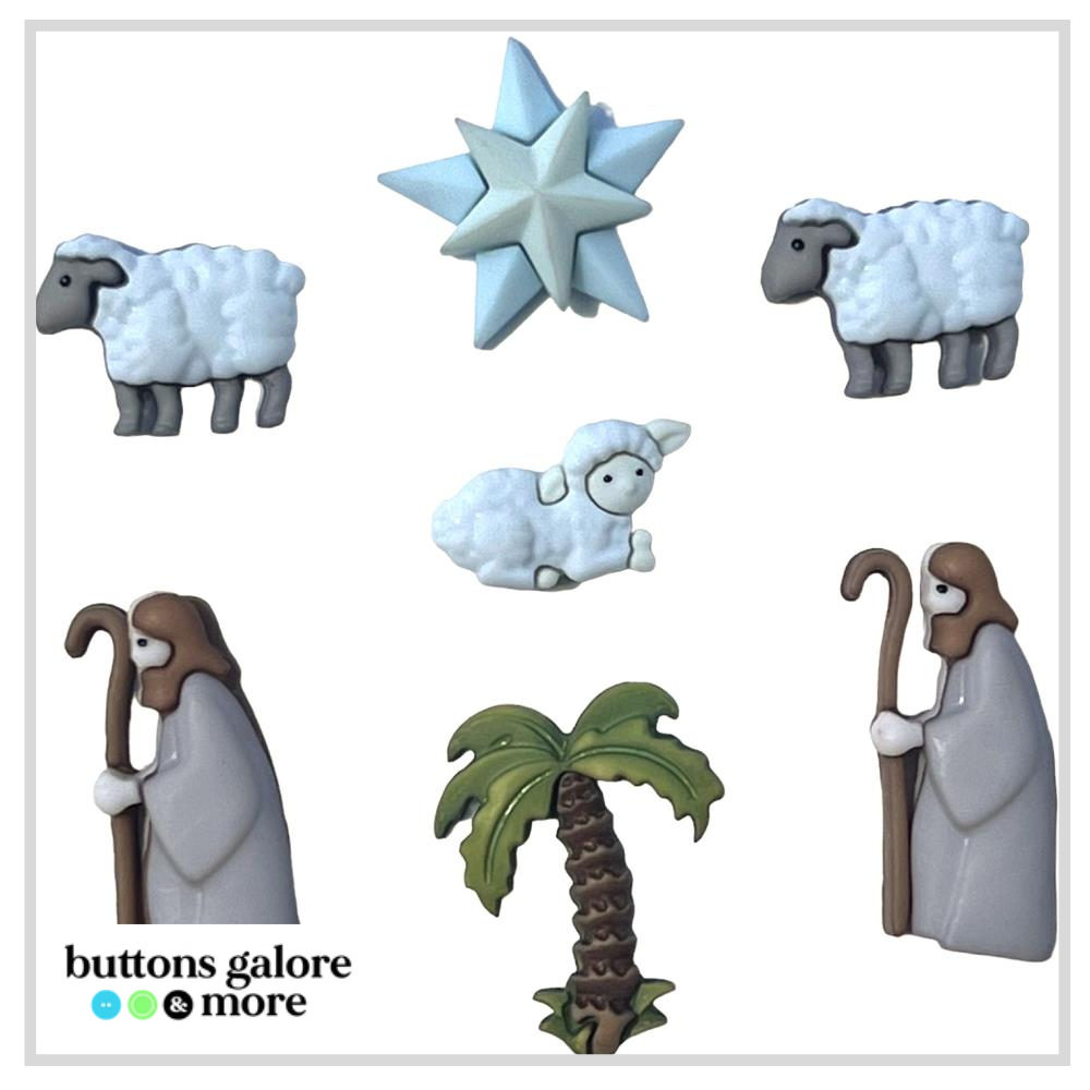 Christmas Buttons x 7 | Shepherd's Flock (Buttons Galore & More)