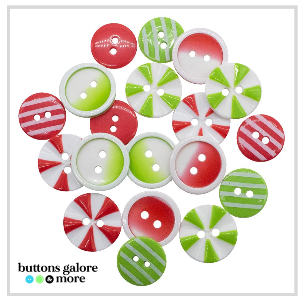 Christmas Buttons x 20 | Colors of Christmas (Buttons Galore & More)