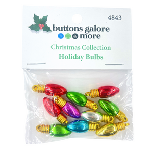 Christmas Buttons x 10 | Holiday Bulbs (Buttons Galore & More)
