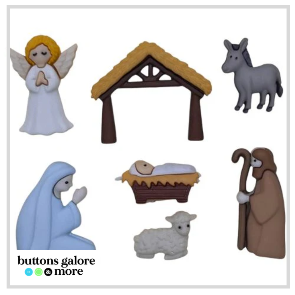 Christmas Buttons x 6 | Nativity Scene (Buttons Galore & More)