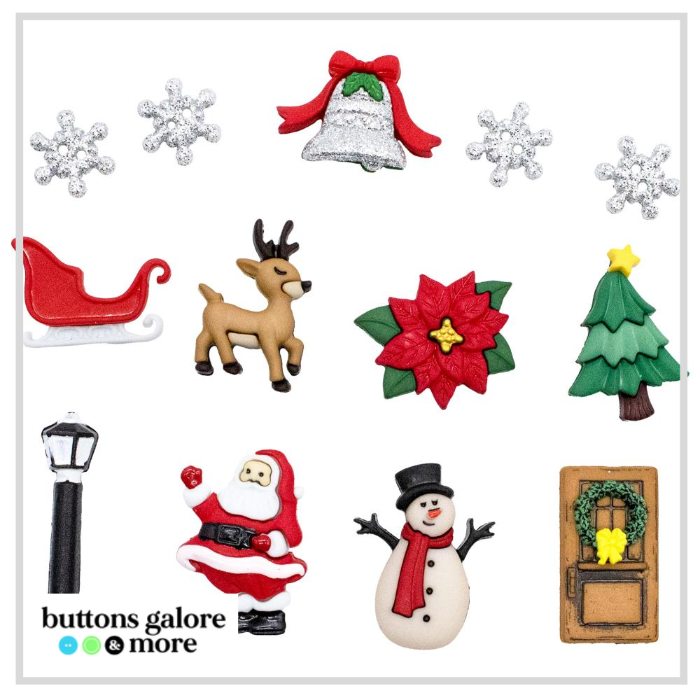Christmas Buttons x 13 | Christmas Village (Buttons Galore & More)