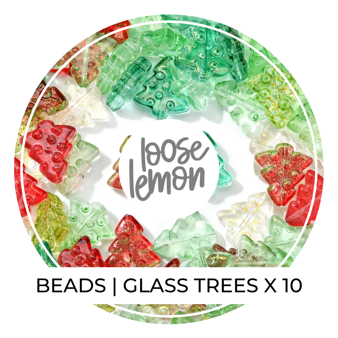 Glass Tree Beads x 10