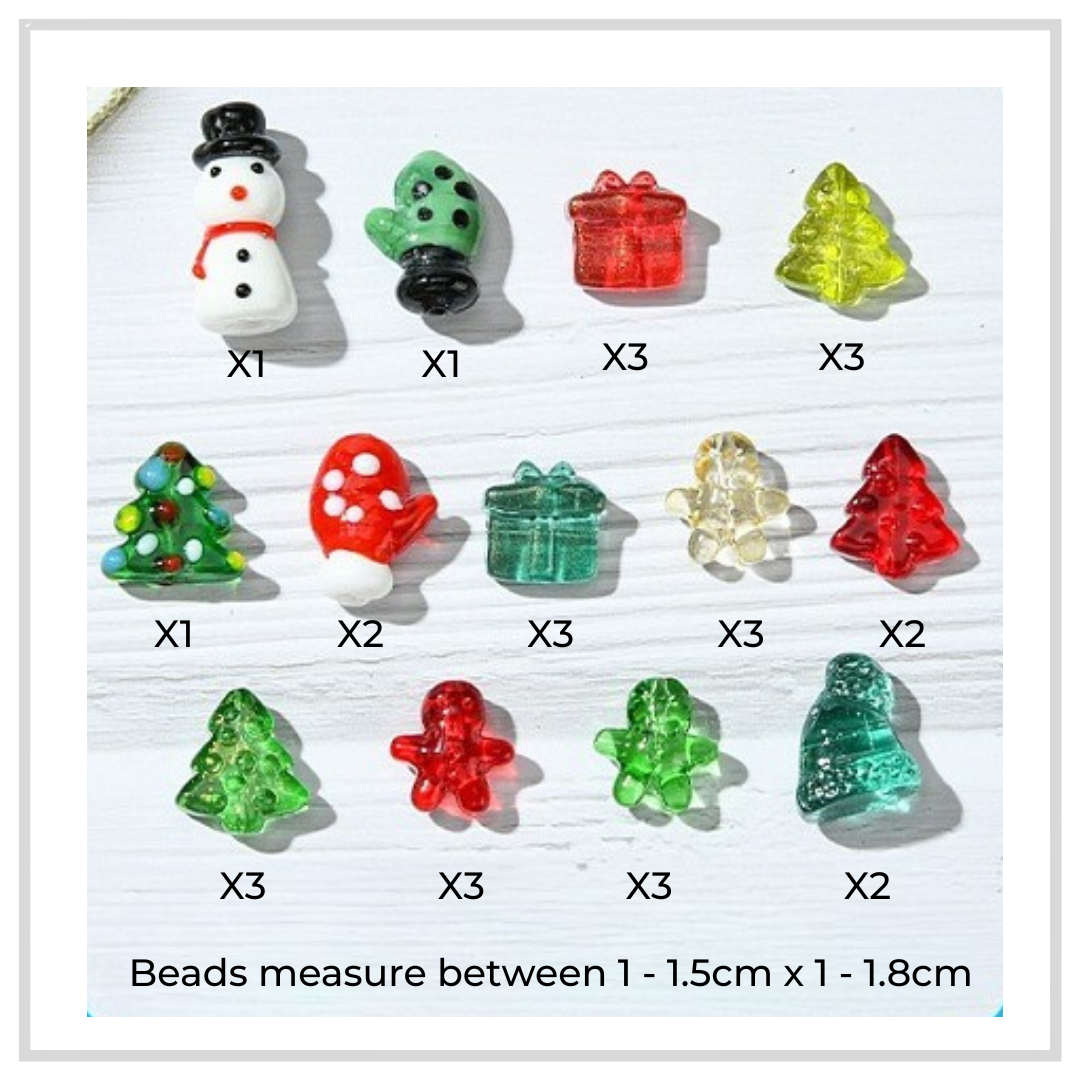 Glass Beads Christmas Set x 30
