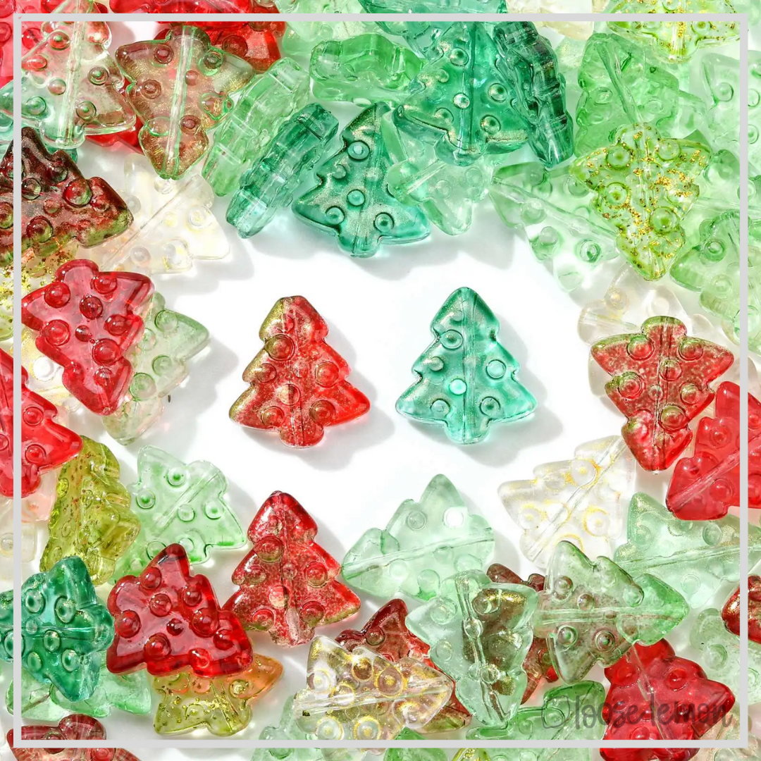 Glass Tree Beads x 25