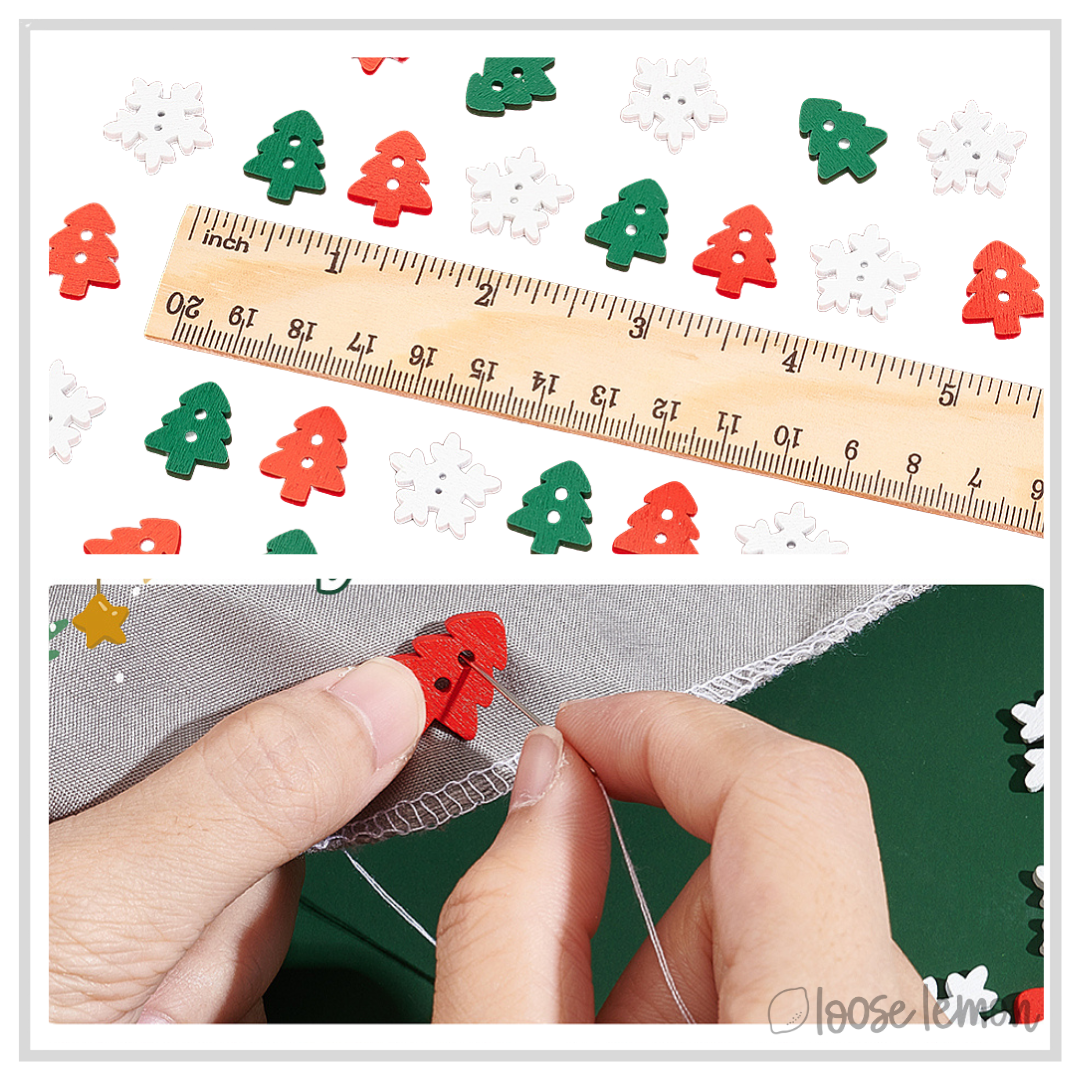Holiday Buttons x 9 | White Snowflake
